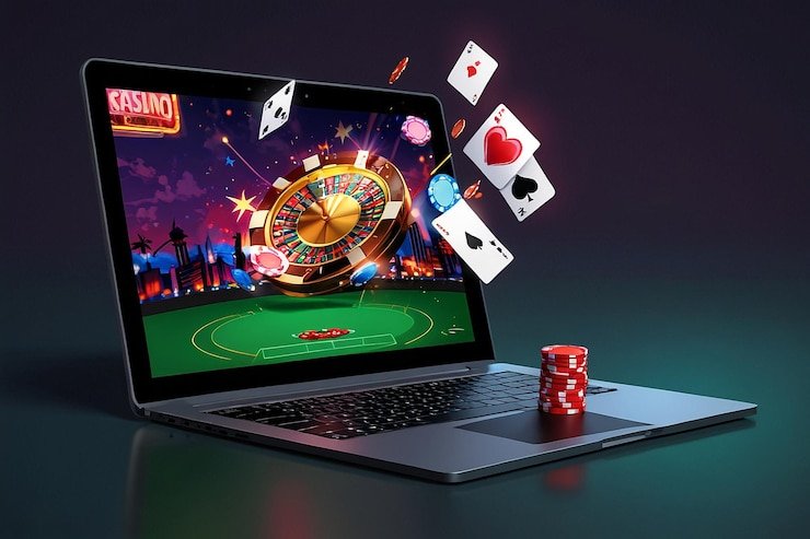 Pengguna menikmati hiburan sepak bola dan casino dengan ponsel di tangan